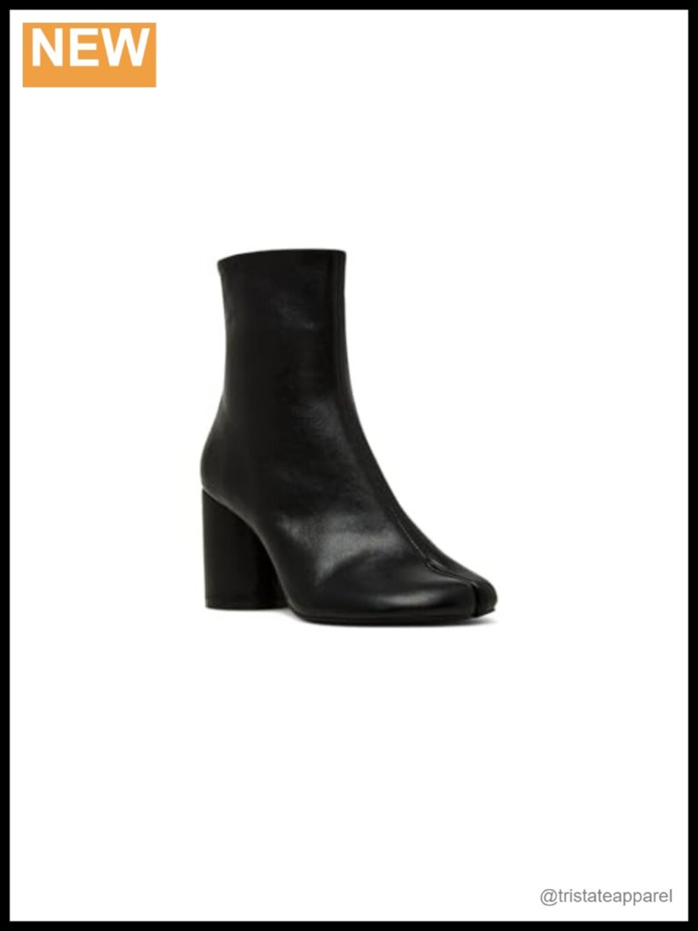 Steve Madden Caro Ankle Boot Black Leather Block Heel Zip Closure